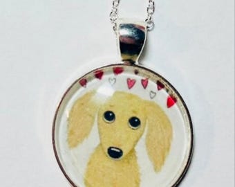 dachshund lover gift, Doxie Necklace, cream dachshund necklace, dachshund necklace, dachshund jewelry, dachshund gift,
