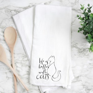 Cat kitchen towel, cat handmade towel,  Cat towel, cat home gift, Cat kitchen towel. Cat gift handmade,
