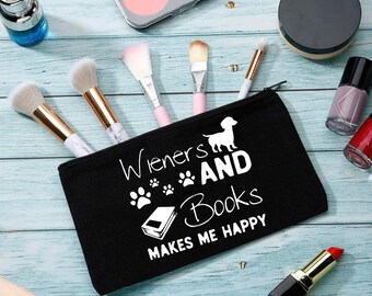Travel zip bag, makeup bag, dachshund makeup bag, cosmetic case, dachshund makeup case, dachshund travel case, dachshund accessories.