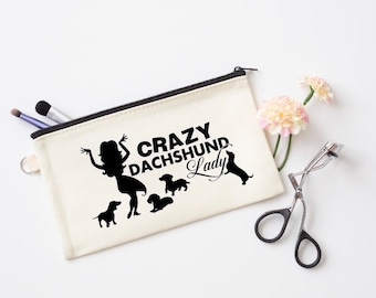 Dachshund cosmetic case, dachshund makeup case, dachshund travel case, long hair dachshund accessories. Dachshund gift