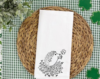 St patricks day hedgehog Towel, Saint Patrick's day Towel, St pattys day Kitchen Towel, St Patrick's day gift, St Patrick's day towel