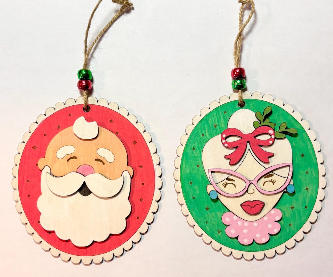 Santa Claus and Mrs. Claus Ornament Set, Santa Christmas Ornament, Mrs ...