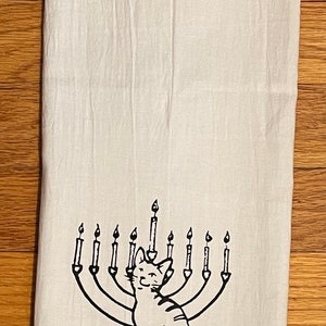 Hanukkah cat towel, Cat kitchen towel, Hanukkah cat, Hanukkah home decor, Hanukkah kitchen towel. Cat Gift, cat towel image 2