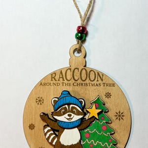 raccoon handmade ornament, raccoon Christmas ornament, raccoon ornament, raccoon lover gift, raccoon Christmas gift, woodland creature gift