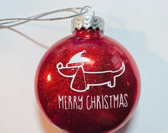 Dachshund ornament, Doxie ornament, dachshund Christmas ornament, glitter dachshund ornament, Glitter ornament, dog ornament.