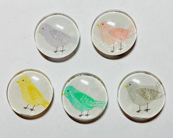 Bird magnet set, bird magnet, handmade bird magnets set of 5, bird gift, set of five magnets.