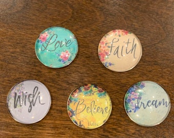Inspirational word Magnets, positive words magnet set, Positive message magnets, glass magnets, inspirational gift, positive gift,