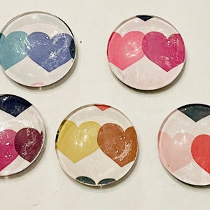 Valentine magnets, glass magnets, heart magnet set, glass magnet, valentines gift, heart gift, heart magnets, gifts for her