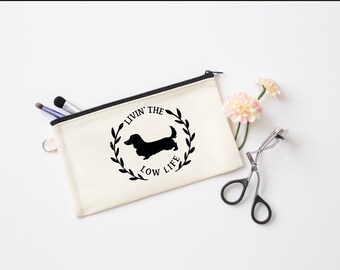 Dachshund cosmetic case, dachshund makeup case, dachshund travel case, long hair dachshund accessories. Dachshund gift
