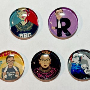 Glass magnet set, RBG magnet set, Ruth Bader Ginsberg magnets, handmade RBG magnet set of 5, RBG gift, Ruth Bader Ginsberg gift