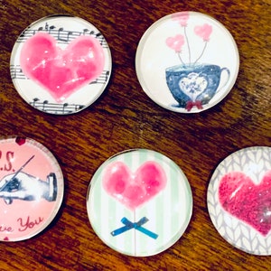 Valentine magnets, glass magnets, heart magnet set, glass magnet, valentines gift, heart gift, heart magnets, gifts for her