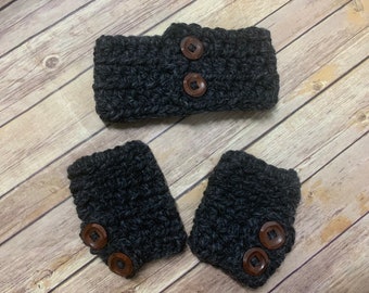 Crochet Headband and Mitts Set