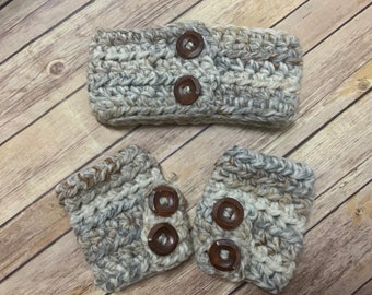 Crocheted Headband and Mitts Set