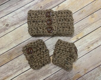 Crochet Headband and Mitts Set