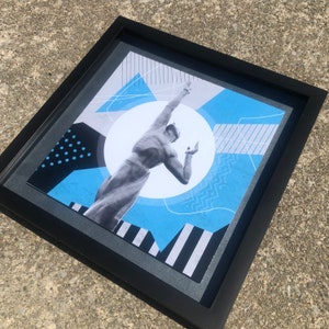 WAR MEMORIAL (BLUE) - Digital Collage - 13&quot; x 13&quot; Shadow Box