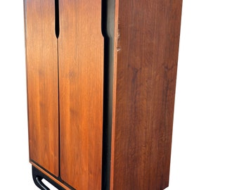1970s Mid Century Modern Vintage Tall Dresser or Chifforobe in Ebony Walnut