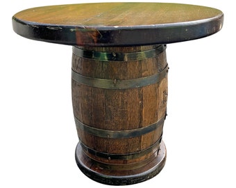 1970s Vintage Barrel Accent Side Table by Night Watch Lamp Co. Rustic Farmhouse Style