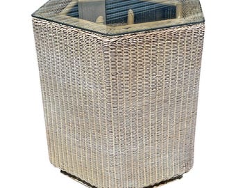 Vintage Wicker Octagon Side or Accent Table Modern Design
