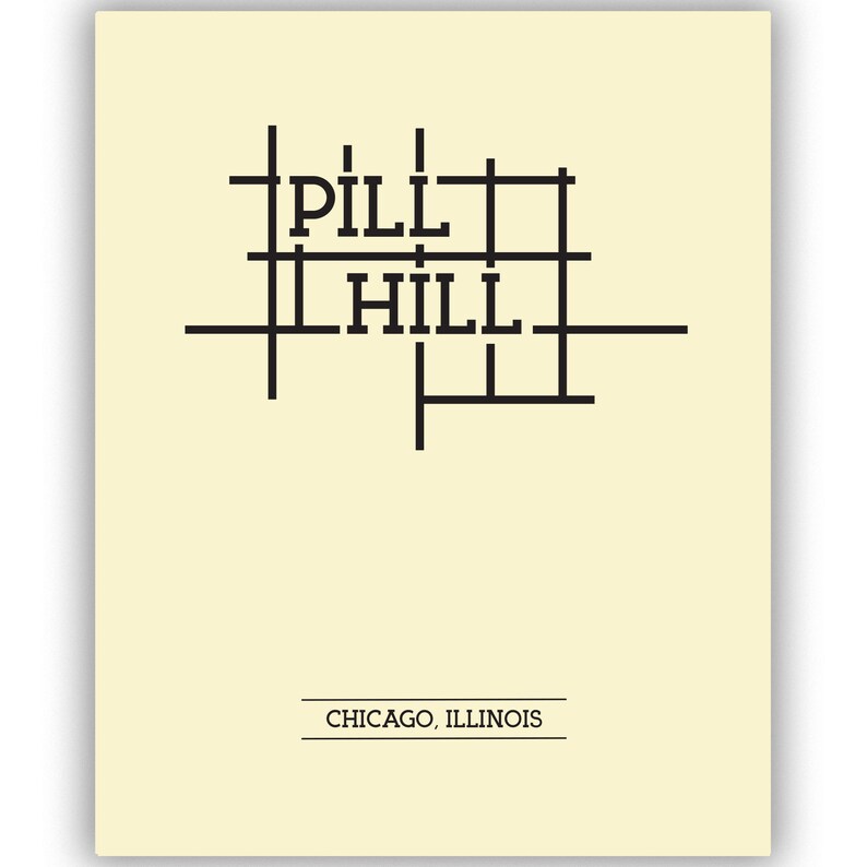 Pill Hill Chicago Neighborhood Map 8x10 Wall Art Print Etsy