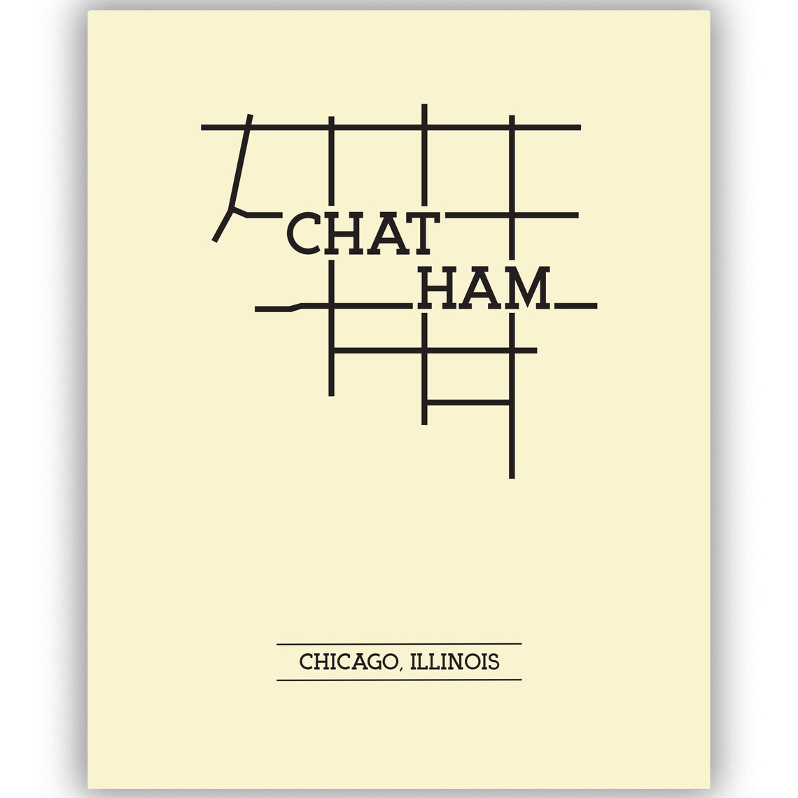 Chatham Chicago Neighborhood Map 8x10 Wall Art Print Etsy