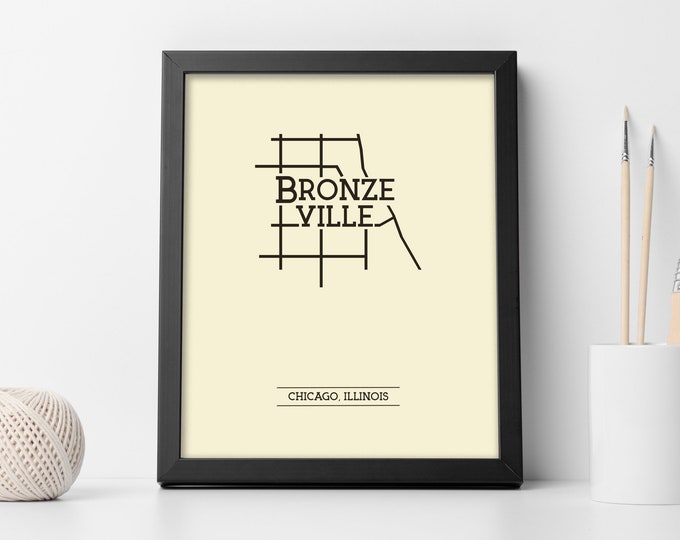 Bronzeville Chicago Neighborhood Map 8x10 Wall Art Print Etsy