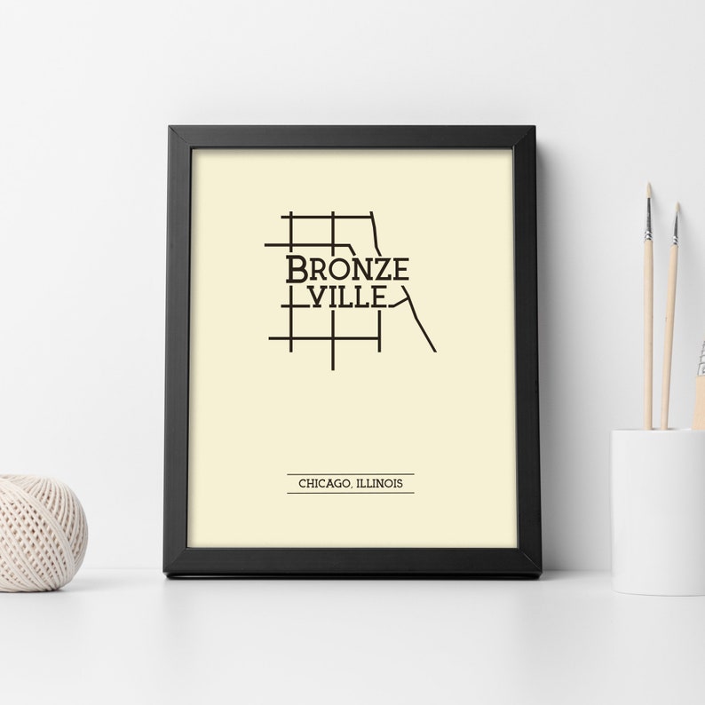 Bronzeville Chicago Neighborhood Map 8x10 Wall Art Print Etsy