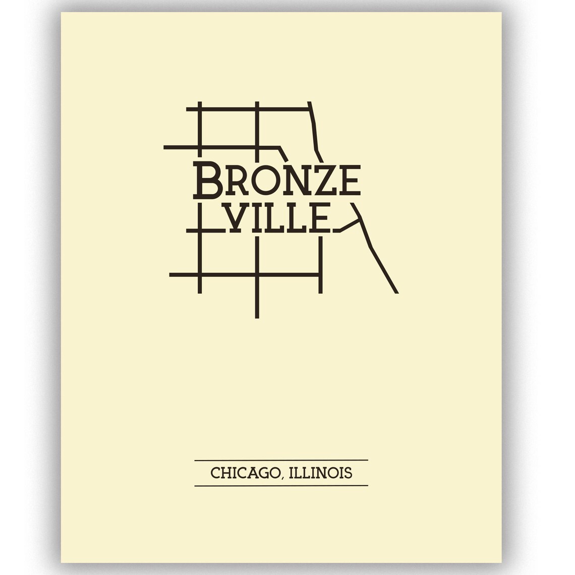 Bronzeville Chicago Neighborhood Map 8x10 Wall Art Print Etsy