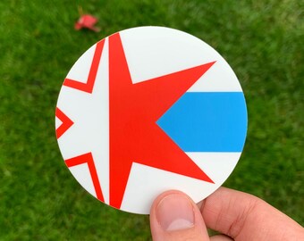 Abstract Chicago Flag Vinyl Sticker 3x3