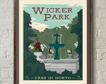 Wicker Park - Bucktown Chicago Neighborhood Park Poster Wall Art Print