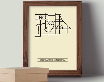 Nokomis Minneapolis Minnesota Neighborhood Map 8x10 Wall Art Print