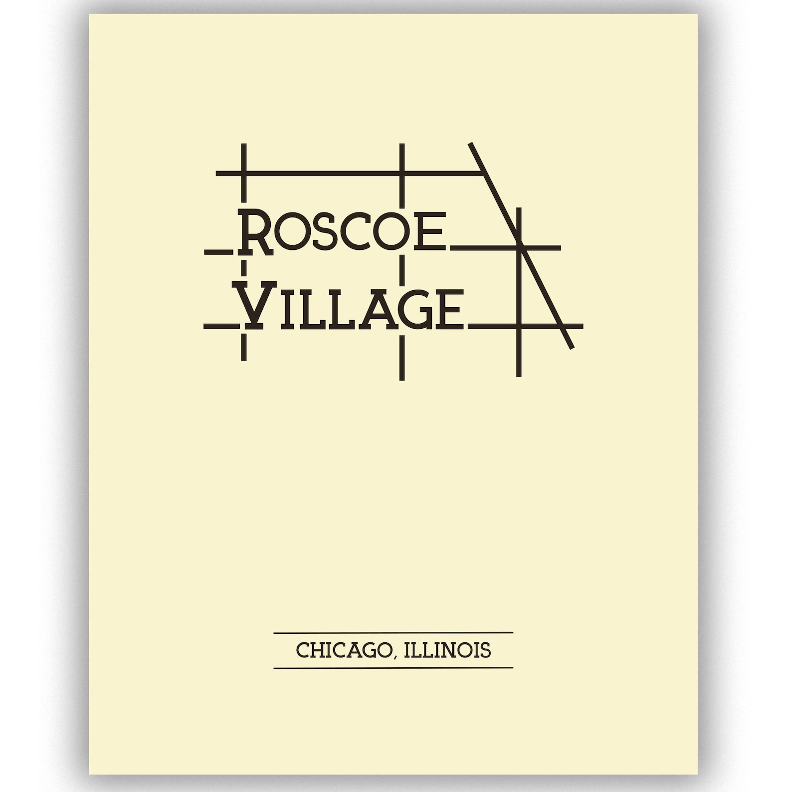 Roscoe Village Chicago Neighborhood Map 8x10 Wall Art Print Etsy