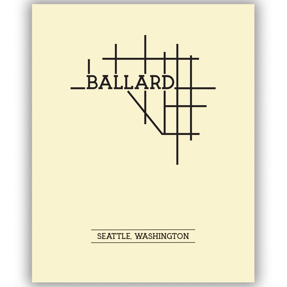 Ballard Seattle Washington Neighborhood Map 8x10 Wall Art - Etsy