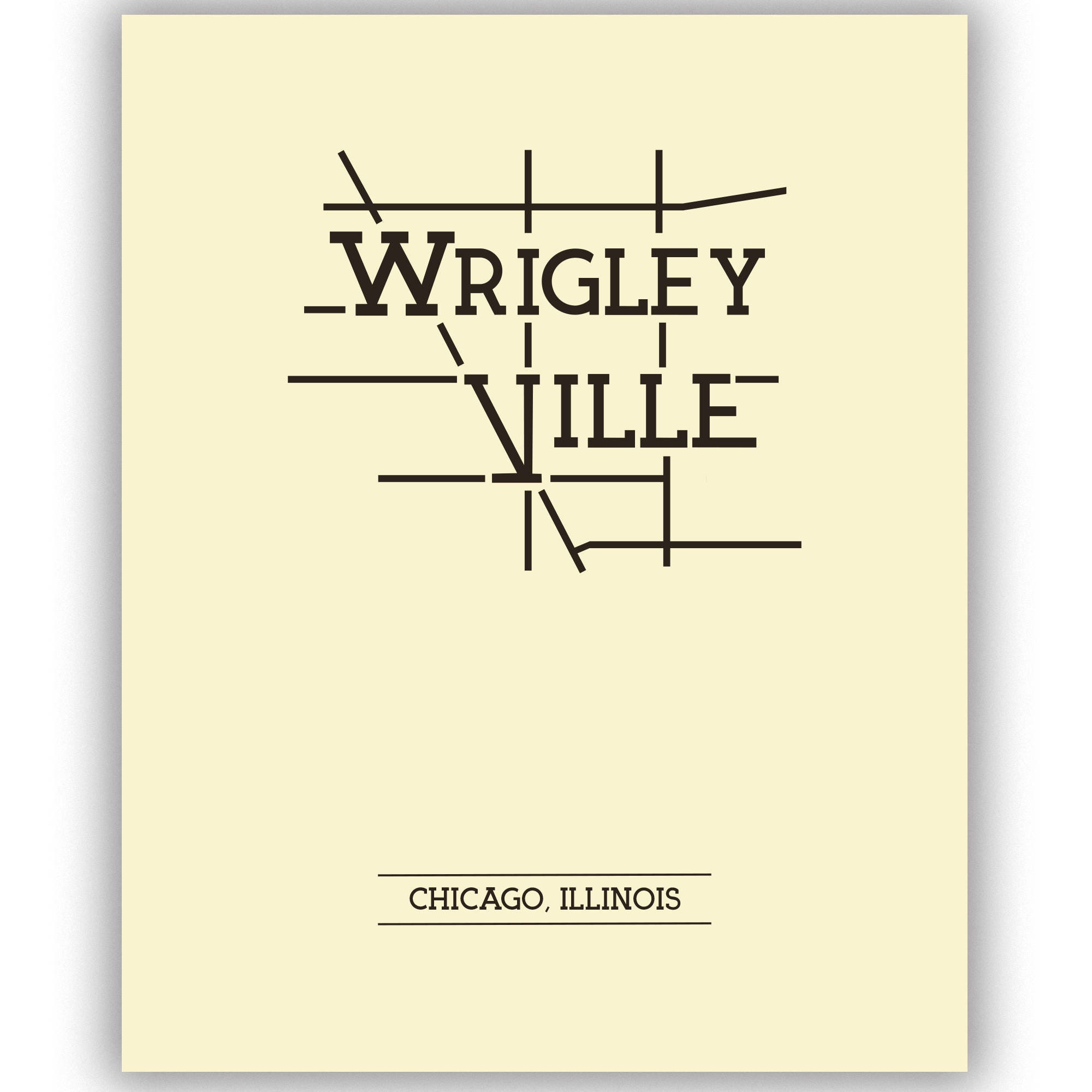 Wrigleyville Chicago Neighborhood Map 8x10 Wall Art Print  Etsy