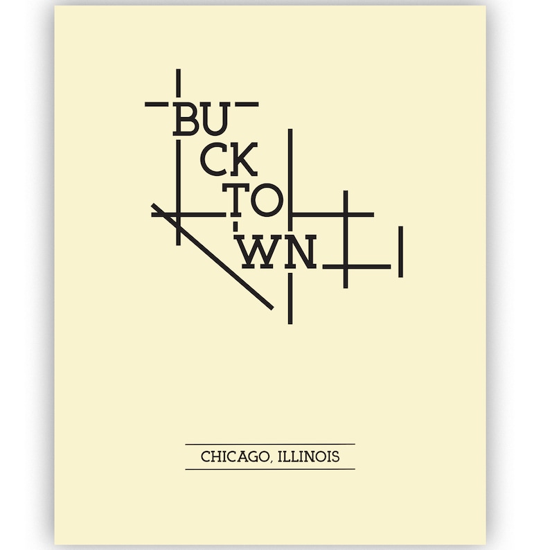 Bucktown Neighborhood Map Wall Art Print