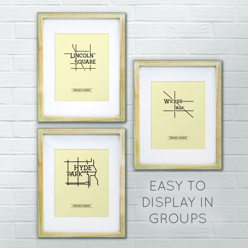 Lakeview Chicago Neighborhood Map 8x10 Wall Art Print Etsy