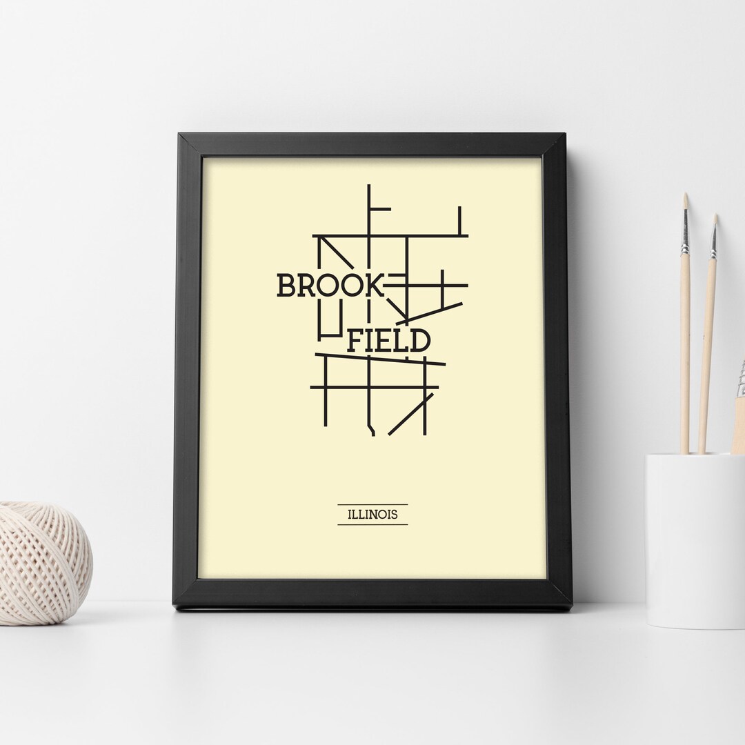 Brookfield Illinois Neighborhood Map 8x10 Wall Art Print Etsy
