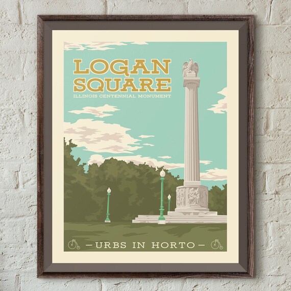 logan square chicago neighborhood park 16x20 poster wall art etsy