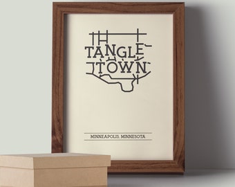 Tangletown Minneapolis Minnesota Neighborhood Map 8x10 Wall Art Print