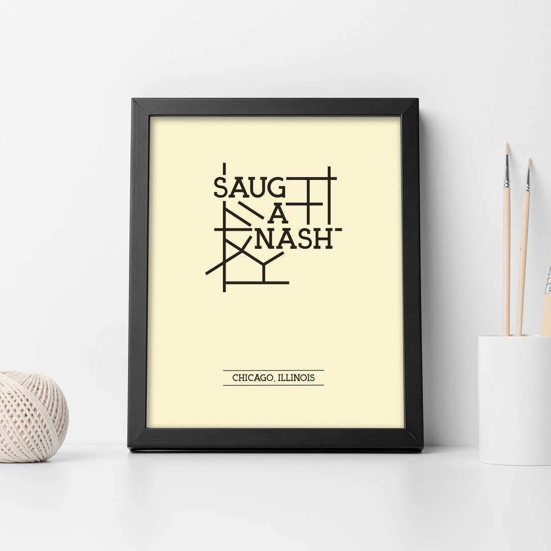 Sauganash Chicago Neighborhood Map 8x10 Wall Art Print Etsy
