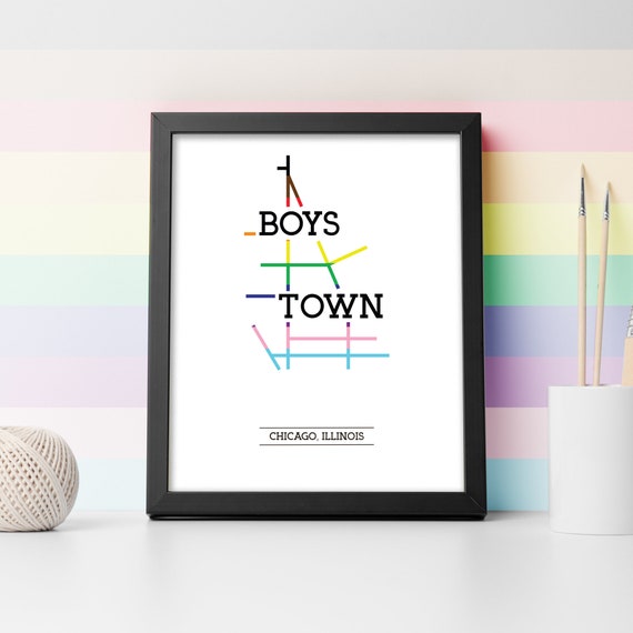 Boystown Chicago Neighborhood Map 8x10 Wall Art Print Etsy