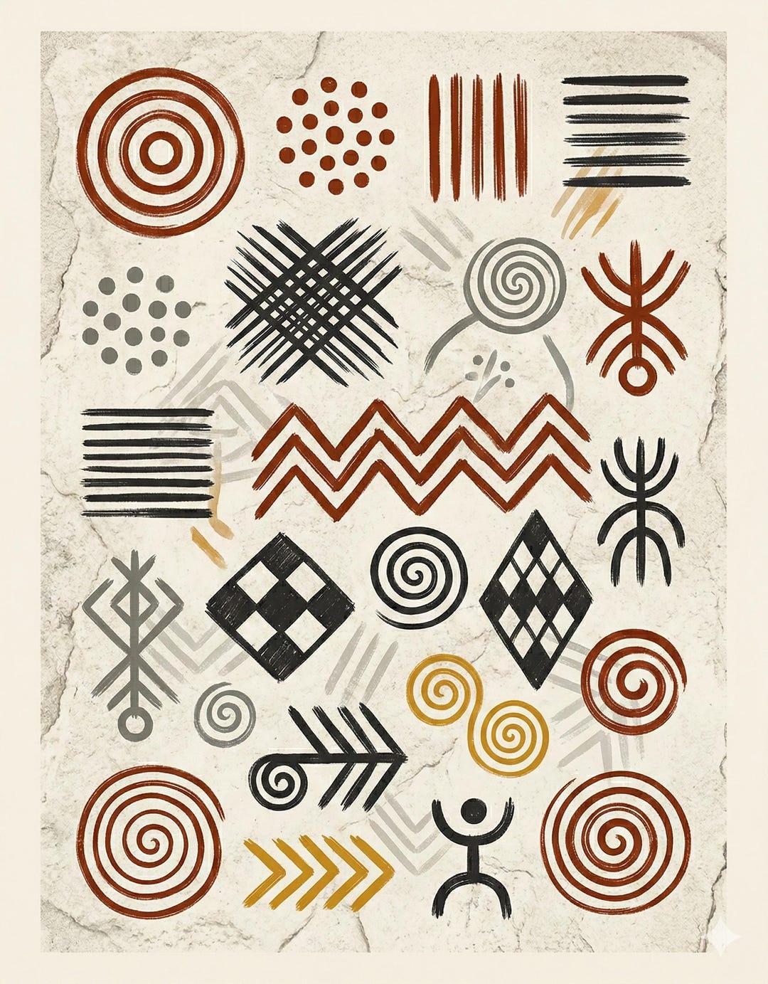 COLLECTION TITLE: African Ancestral Marks Wall Art Print Set of 5 ...