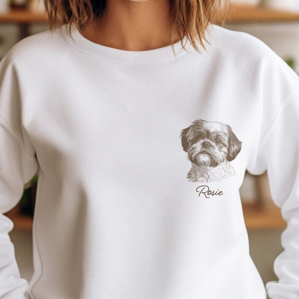 Personalized Shih Tzu Mom Sweatshirt Custom Picture and Name Dog Mom Crewneck, Tzu Lovers Birthday Gift, Fur Mama Christmas Present.