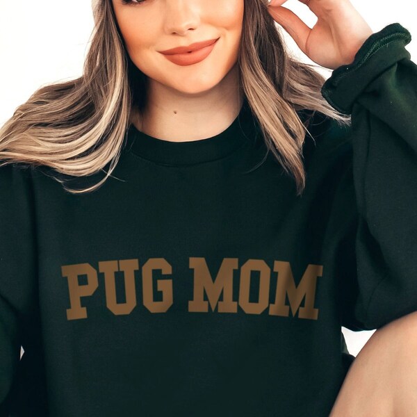 Pug Mom sweatshirt, Pug Dog crewneck, Pug dog shirt, Athletic dog shirts, Pug dog gifts, Dog Varsity Shirts, Pug sweater, Pug mom xmas gifts
