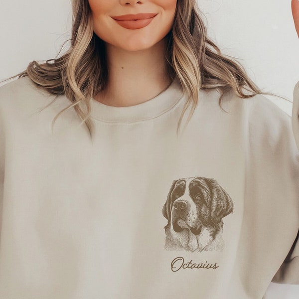 Personalized St. Bernard Dog Sweatshirt, Custom Dog Name Shirt, Dog Face Shirt, Custom St. Bernard Sweater, St. Bernard Owner Birthday Gift