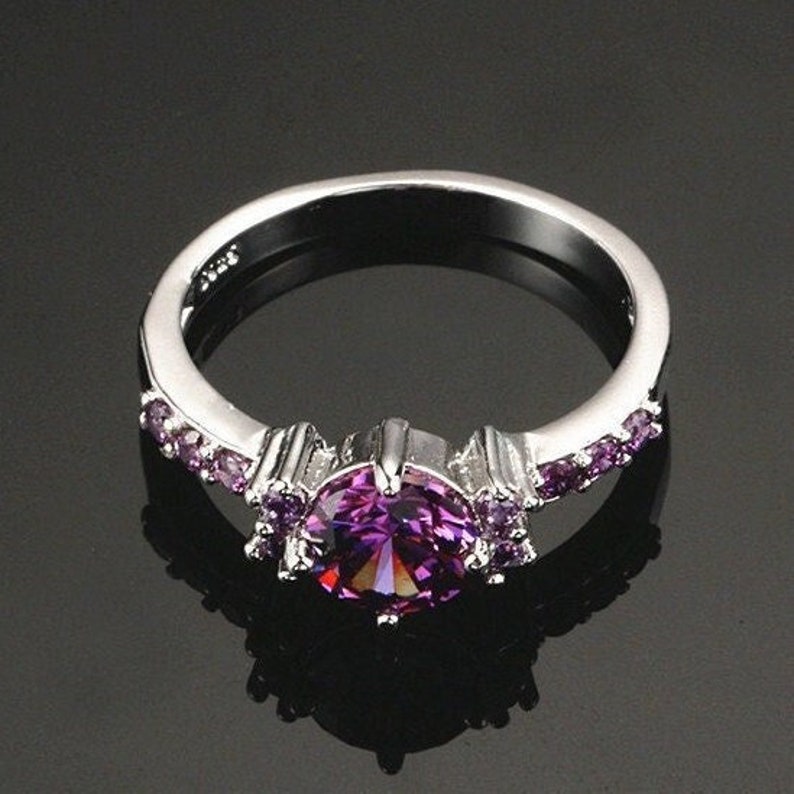 Bath Bomb W/ Amethyst Gemstone 18K White Gold Plated 925 Sterling