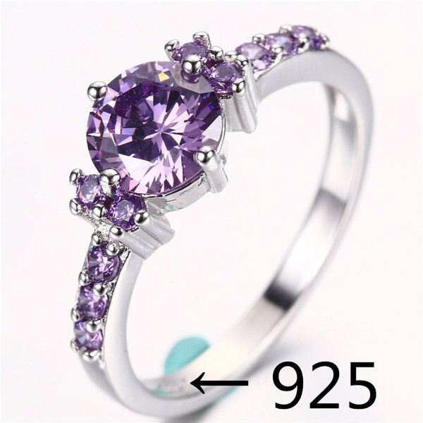 Bath Bomb W/ Amethyst Gemstone 18K White Gold Plated 925 Sterling