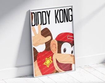 HERFSTVERKOOP 11 x 14 printbare poster Diddy Kong - vectorafbeeldingen, digitale illustraties, digitale afbeeldingen