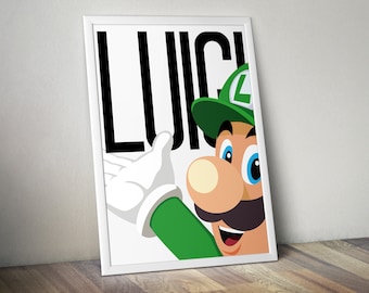 Afdrukbare Luigi-poster: Super Mario Vector Art (pdf 11 x 14 inch)