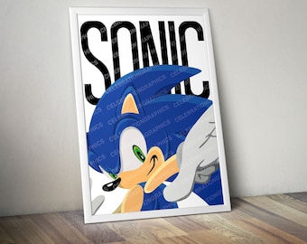 Sonic the Hedgehog-poster – Vectorkunstdruk (11 x 14" pdf)