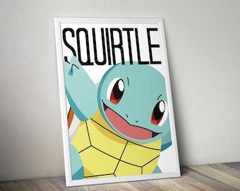 Afdrukbare poster Squirtle: vectorafbeeldingen, anime-fanart (digitale download)